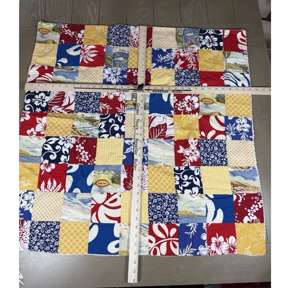 Hawaiian Quilt Blanket Beaches Floral Print Patch Lap Baby Blanket Handmade - Picture 4 of 12